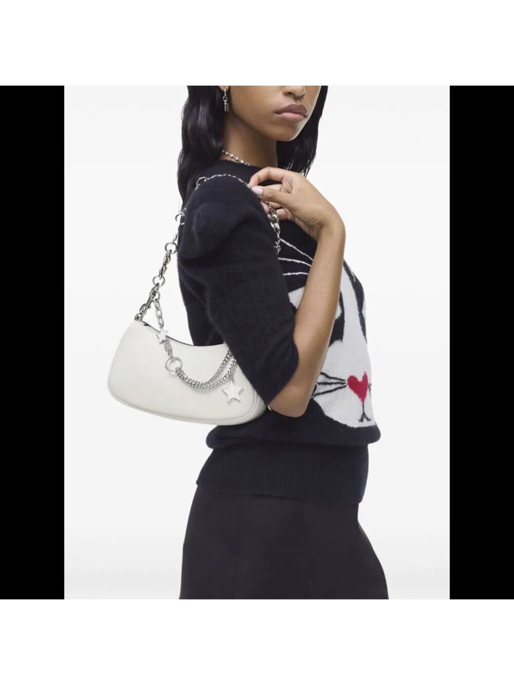 Marc Jacobs The Star Charm Leather Shoulder Bag White OS - Picture 5 of 14